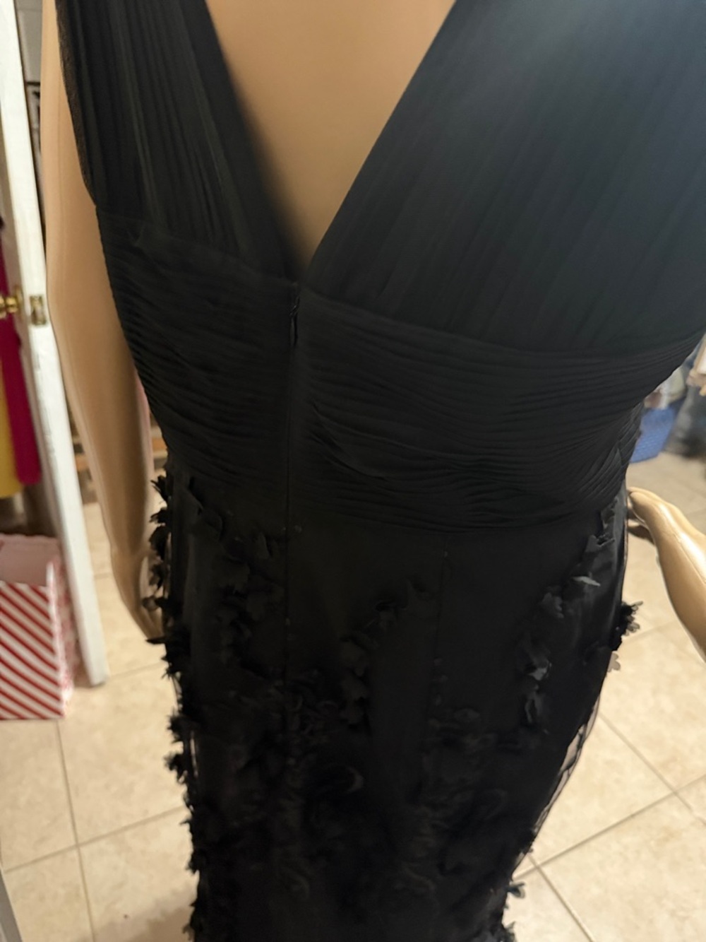 Aidan Mattox Black V-Neck Embellished Gown - Picture 6 of 8